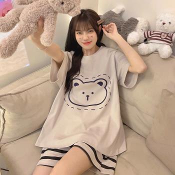 夏天睡衣女純棉短袖可愛卡通可外穿2023年夏季新款家居服兩件套裝