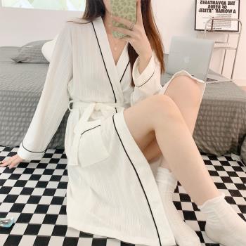 春秋冬季浴袍吸水速幹純棉薄款浴衣酒店女夏天長款睡袍家居服睡衣