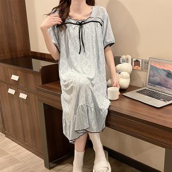 2022年新款簡約時尚純棉睡衣女士夏季甜美高階感睡裙家居服可外穿
