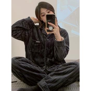 2023年新款珊瑚絨睡衣女春秋冬季高階感長袖外穿法蘭絨家居服套裝