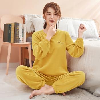 女士縮口抗靜電雙面珊瑚絨睡衣