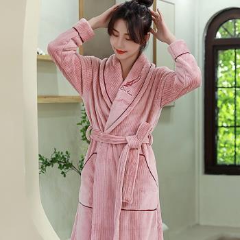 女加厚珊瑚絨長款新娘居家服睡袍