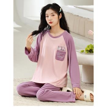 2025年新款睡衣女春秋純棉長袖休閑可愛卡通家居服套裝加肥加大碼