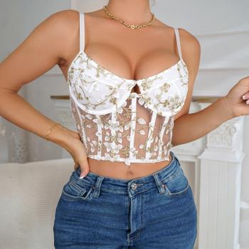 Sexy Mesh Lace Strap Underwear Top性感網紗蕾絲吊帶內衣上衣女