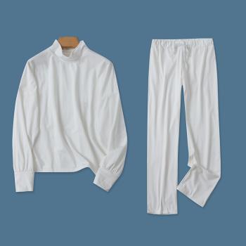 家居服套裝 秋季新款外貿女裝半高領套頭長袖上衣+直筒長褲26939