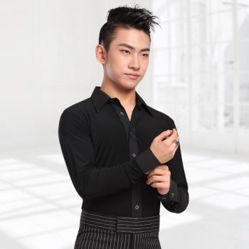 丹寶羅拉丁舞服裝男士舞蹈服摩登舞襯衣國標舞交誼舞長袖舞衣男款