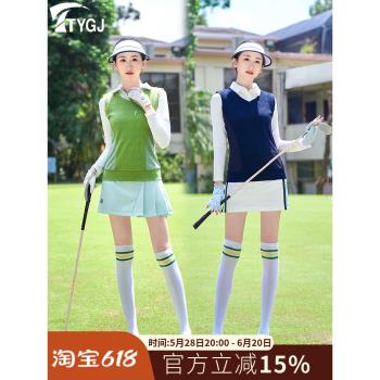 高爾夫球女士馬甲背心保暖針織V領顯瘦無袖外套頭運動上衣服裝