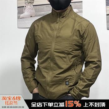 春秋戶外戰術夾克休閑外套男特種兵登山沖鋒衣服寬松耐磨防水黑色