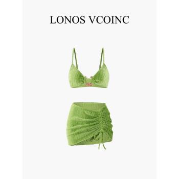 LONOS VCOINC 新款絲絨泳衣女比基尼分體三件套性感小胸聚攏度假
