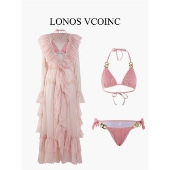 LONOS VCOINC 新款三件套性感比基尼罩衫防曬夏季度假泳衣女分體