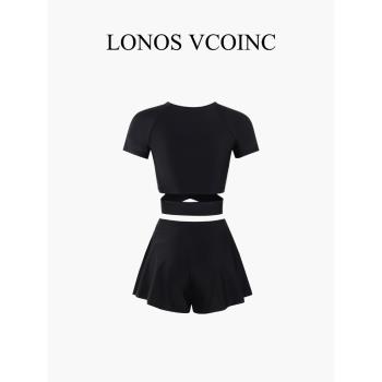 LONOS VCOINC 新款游泳衣女分體夏季2025三件套短袖綁帶遮肚顯瘦
