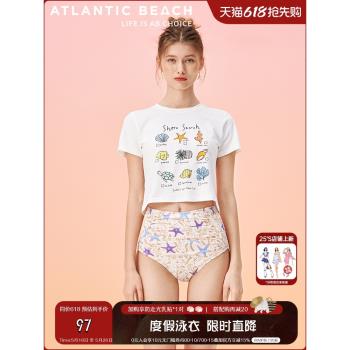 atlanticbeach設計感小眾短袖白色T恤女2022年海洋系列百搭半袖衣