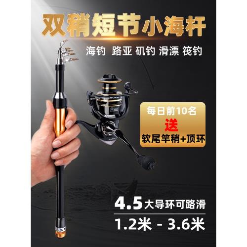 迷你短節海釣鋼筆魚竿軟尾伸縮