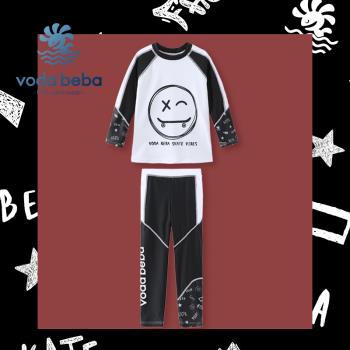 Voda Beba 兒童泳衣男童中大童胖寶長袖長褲分體防曬游泳衣男孩