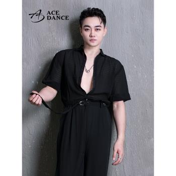 ACE dance瑰意新款拉丁舞男長短袖側開叉燕尾設計款練功襯衫SY210