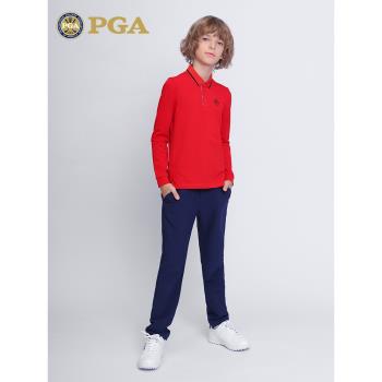 美國PGA高爾夫兒童服裝男童長袖T恤衣服青少年上衣秋冬季童裝套裝