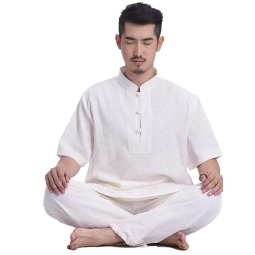 男士瑜伽服男套裝寬松2025春秋季棉麻禪服二件套禪意禪修居士打坐