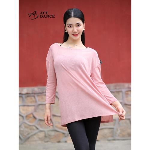 瑰意拉丁舞服女男成人長袖練功服寬松微透表演練功服上衣SY075