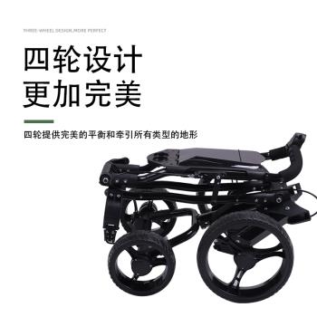 HOW TRUE新款高爾夫四輪球包車手推車可折疊收納帶剎車靜音輪黑色