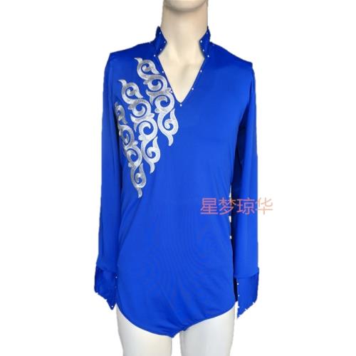 新款男士拉丁舞服裝比賽服成人廣場舞蹈服兒童練功服演出服上衣