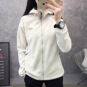 春秋抓絨軟殼衣女搖粒絨外套防風連帽戶外保暖透氣運動衛衣開衫男