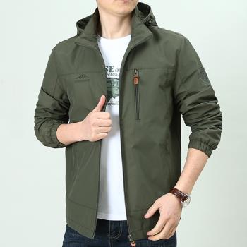 春裝加絨外套沖鋒衣男士春秋薄款戶外登山服休閑運動夾克男防風衣