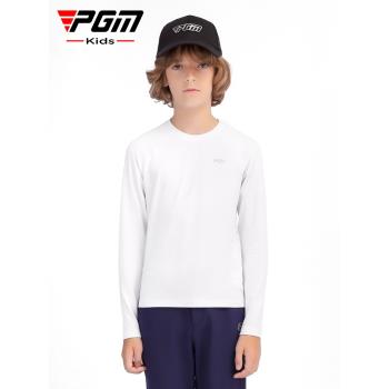 PGM兒童高爾夫衣服長袖T恤中大男童秋冬季磨絨服裝青少年運動球服