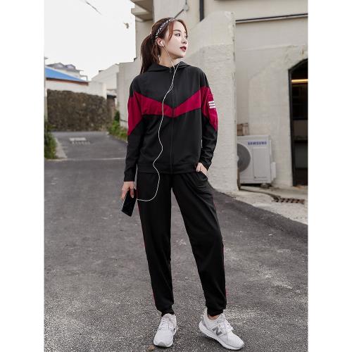 大碼運動套裝女秋冬季胖MM健身房寬松跑步休閑顯瘦長袖晨跑瑜伽服