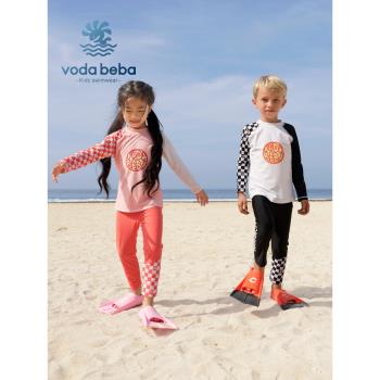 vodabeba兒童泳衣女童男童速幹防曬長袖長褲分體游泳沖浪服中大童