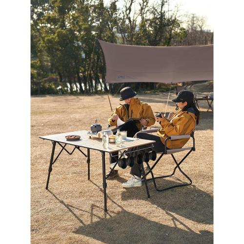 牧高笛精致露營鋁合金可升降蛋卷桌戶外折疊輕量便攜式野餐桌山澗