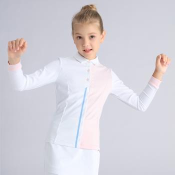 新款eg兒童高爾夫球服裝春秋季女童長袖POLO衫戶外青少年golf套裝