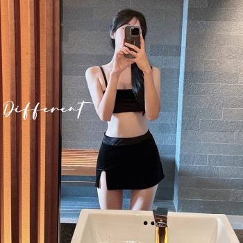 法式比基尼泳衣女2025新款高階感純色超性感比基尼三件套冬天溫泉