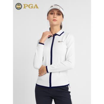 美國PGA高爾夫毛衣女春季保暖外套針織衫衣服百搭上衣羊毛服裝