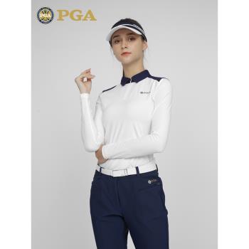 美國PGA 高爾夫服裝女裝褲子上衣長褲套裝秋冬T恤POLO衫 高彈修身