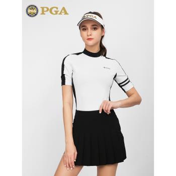 美國PGA高爾夫服裝女裝百褶裙女士夏季上衣短裙網球裙T恤裙子套裝