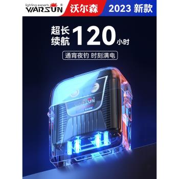 沃爾森夜釣頭燈超長續航感應夾帽燈強光充電超亮長頭戴式釣魚專用