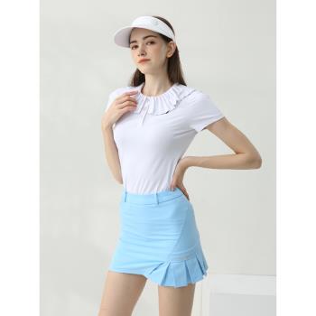 夏季高爾夫女裝短袖裙子套裝GOLF運動上衣半裙韓版彈力網球女服裝