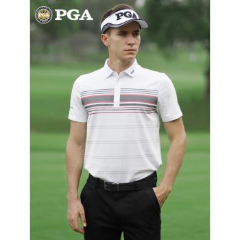 美國PGA 高爾夫服裝 男士短袖t恤 男裝夏季運動衣服polo衫上衣