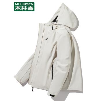 木林森冬季新款三合一可拆卸沖鋒衣男女款戶外防風登山服外套潮牌