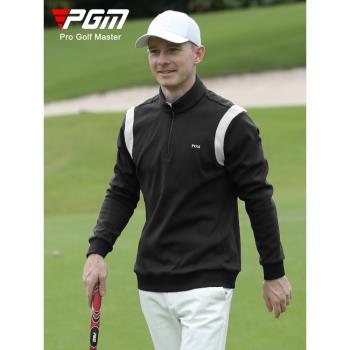PGM高爾夫男士長袖T恤男裝 加絨保暖運動服 立領設計polo衫上衣