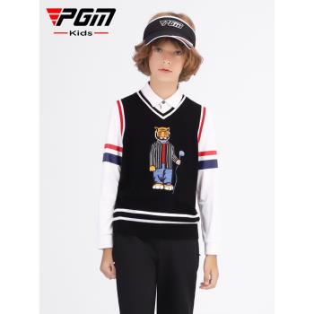 PGM 春秋新款 高爾夫童裝毛衣 男童馬甲背心舒適保暖絲光羊毛