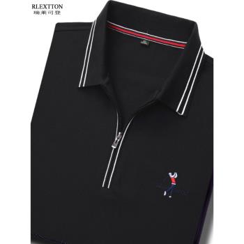 高爾夫球服有領拉鏈長袖T恤男裝翻領POLO衫GOLF球衣運動休閑純棉