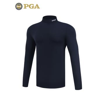美國PGA 高爾夫打底衫男士長袖T恤秋季保暖修身版型高彈男裝上衣