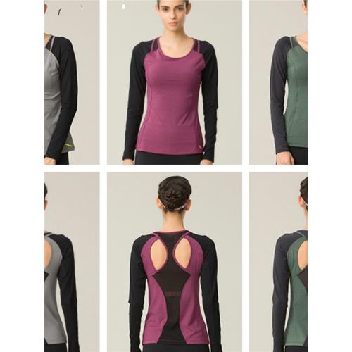 hosa浩沙瑜伽服上衣女跑步運動健身服修身速干圓領長袖116301505