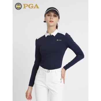 美國PGA 高爾夫服裝女裝褲子上衣長褲套裝秋冬T恤POLO衫 高彈修身