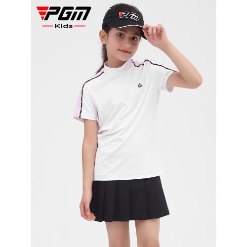PGM兒童高爾夫衣服夏季上衣女童服裝青少年運動短袖T恤網球服