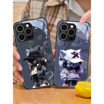蘋果15promax手機殼新款iphone14潮牌13mini小眾高階感12pm3D立體貓11玻璃x個性xr創意8plus炫酷xs網紅爆款7p