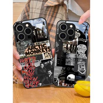 蘋果15promax手機殼iphone16玻璃13適用潮牌12pm小眾高階感x復古11樂隊xr音樂8plus搖滾xs美式歐美保護套14男