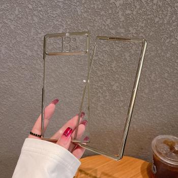 適用於小米MIX FOLD 2 3 4透明手機殼mixfold2電鍍邊框保護套輕薄全包防摔散熱折疊屏高階新款高透硬殼簡約女