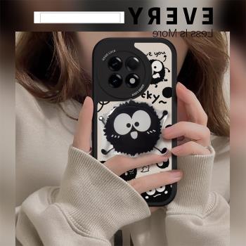 適用一加13手機殼可愛小煤球1加12帶支架11保護套ACE3/2V男女新款可愛ACE5Pro競速版創意卡通防摔全包矽膠1+